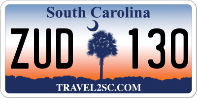 SC license plate ZUD130