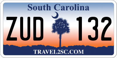 SC license plate ZUD132