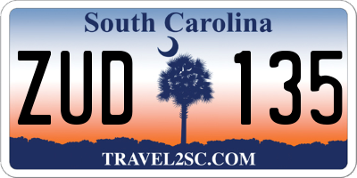 SC license plate ZUD135