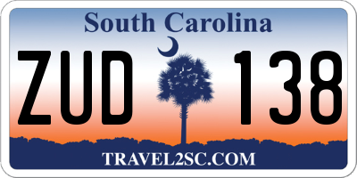 SC license plate ZUD138