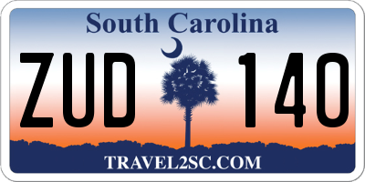 SC license plate ZUD140