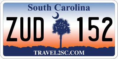 SC license plate ZUD152