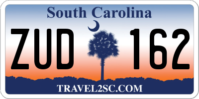 SC license plate ZUD162