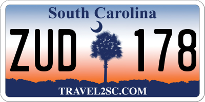 SC license plate ZUD178