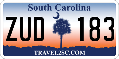 SC license plate ZUD183