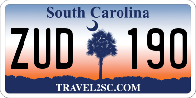 SC license plate ZUD190