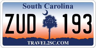 SC license plate ZUD193