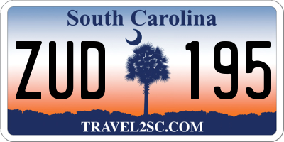 SC license plate ZUD195