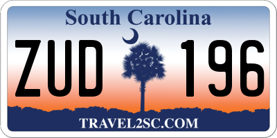SC license plate ZUD196