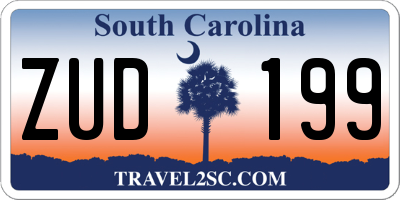 SC license plate ZUD199