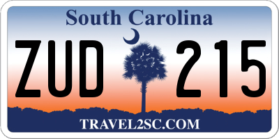 SC license plate ZUD215
