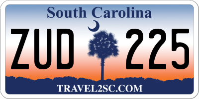 SC license plate ZUD225