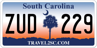 SC license plate ZUD229