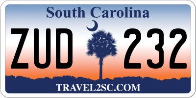 SC license plate ZUD232