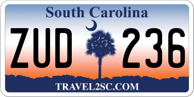 SC license plate ZUD236