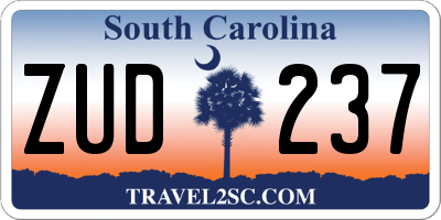 SC license plate ZUD237