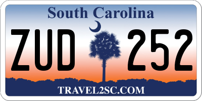SC license plate ZUD252