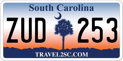 SC license plate ZUD253