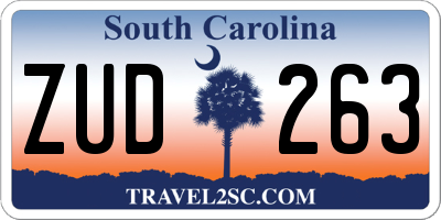 SC license plate ZUD263