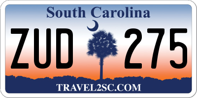 SC license plate ZUD275