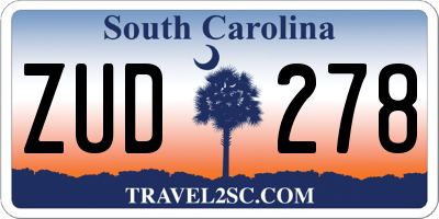 SC license plate ZUD278