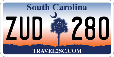 SC license plate ZUD280