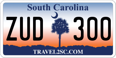 SC license plate ZUD300