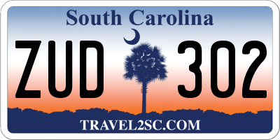 SC license plate ZUD302
