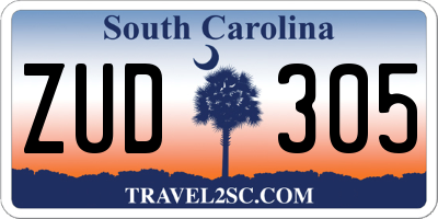 SC license plate ZUD305