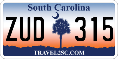 SC license plate ZUD315