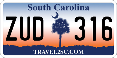 SC license plate ZUD316