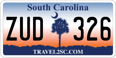 SC license plate ZUD326