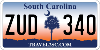 SC license plate ZUD340