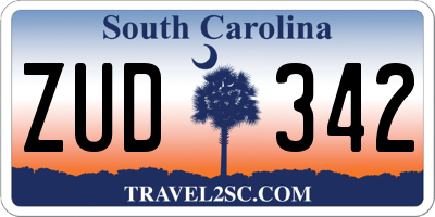 SC license plate ZUD342