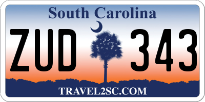 SC license plate ZUD343