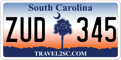 SC license plate ZUD345