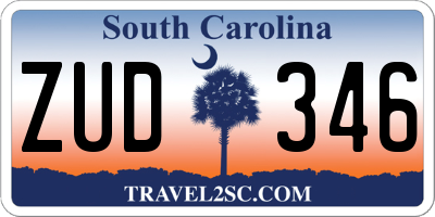 SC license plate ZUD346