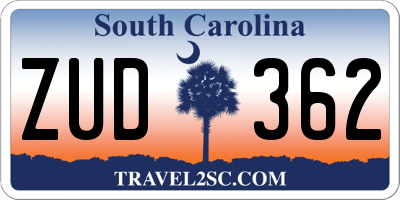 SC license plate ZUD362