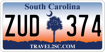 SC license plate ZUD374