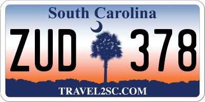 SC license plate ZUD378