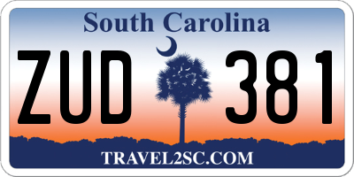 SC license plate ZUD381