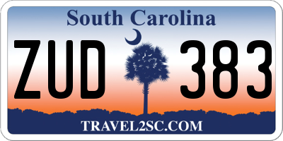 SC license plate ZUD383