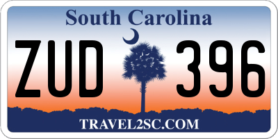 SC license plate ZUD396