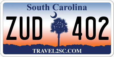 SC license plate ZUD402