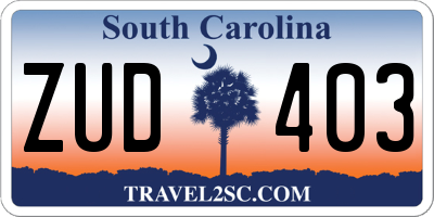 SC license plate ZUD403