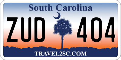 SC license plate ZUD404