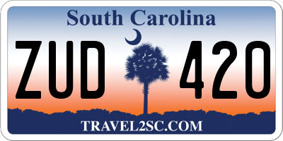 SC license plate ZUD420