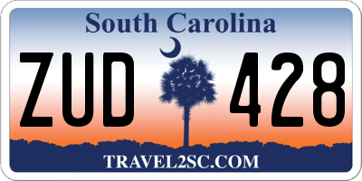 SC license plate ZUD428