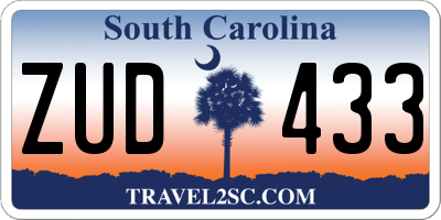 SC license plate ZUD433