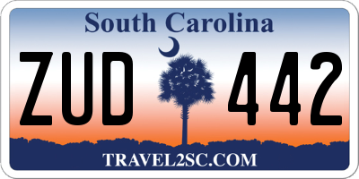 SC license plate ZUD442